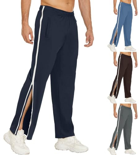 Foweknow Rehabilitation Trousers Men's Side Opening Rehabilitation Trousers Women with Zip Tear-off Trousers Rehab Trousers Men's Wide Leg Quick Ficker Trousers Baggy Training Trousers Jogging Bottoms