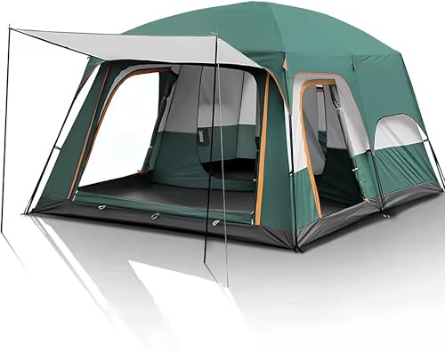 Tente de Camping Familiale 4 à 6 Personnes avec 2 Chambres et 1 Salon, Tente Glamping Imperméable 310 x 210 x 180 cm, Tente de Camping avec Moustiquaire et Sol Amovible pour Voyage et Plein Air