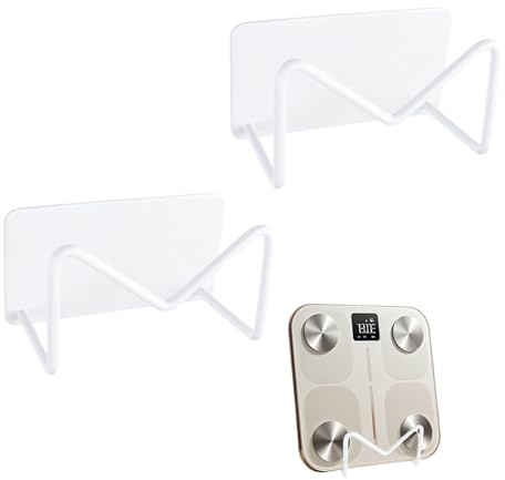 MOROBOR Weight Scale Holder Wall-Mounted, 2pcs Self Adhesive Smart Scale Stand Adjustable Wall Storage Bracket Fit for Home Gym,Bathroom,Bedroom,Kitchen,Dorm,RVs,Pantry/White