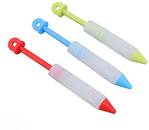 Ejoyous Kit de Stylos de Décoration de Gâteaux, Stylo d'écriture Alimentaire en Silicone avec 12 Motifs, 3 Jeux de Stylos à Glaçage Détachables, 15 Cm, Réutilisables, Faciles à Nettoyer, pour