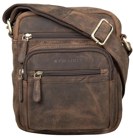 STILORD Fabian Umhängetasche Leder Klein 9,7 Zoll Tablettasche für Herren Damen Leder Vintage Schultertasche DIN A5 Crossbody Bag Echtleder Farbe:Colorado - braun