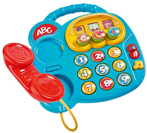 Simba 104010016 - ABC buntes Telefon, Babyspielzeug, Drehbilderdisplay, Melodie, Spieltelefon, Lerntelefon, mit verschiedenen Sounds, 20cm, Motorik, Kleinkind, ab 6 Monaten