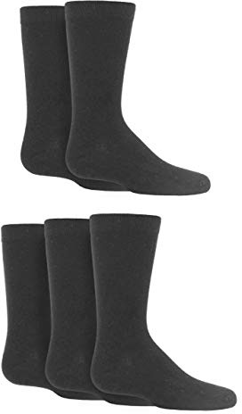 SockShop Boys and Girls 5 Pair Plain Bamboo Socks with Comfort Cuff and Handlinked Toes - Grey 5 Pair 9-12 Kids (4-7 Years)