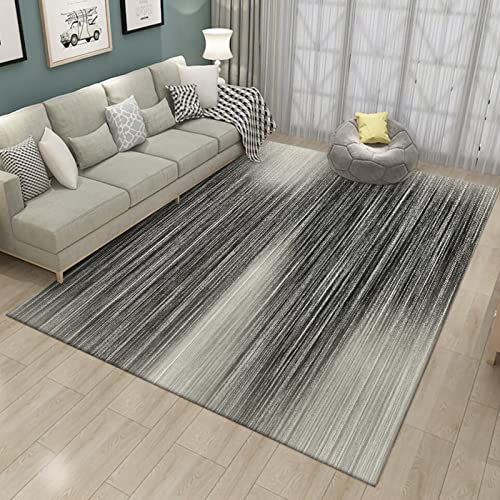 Rururug Teppich Quadratisch 100 x 100 cm Weich Kurzflor rutschfest Waschbar Teppiche Holzboden Dekoration Sofa Tisch Stuhl,Schwarz-Weiß-Gradientenlinien abstrakt 100 x 100 cm