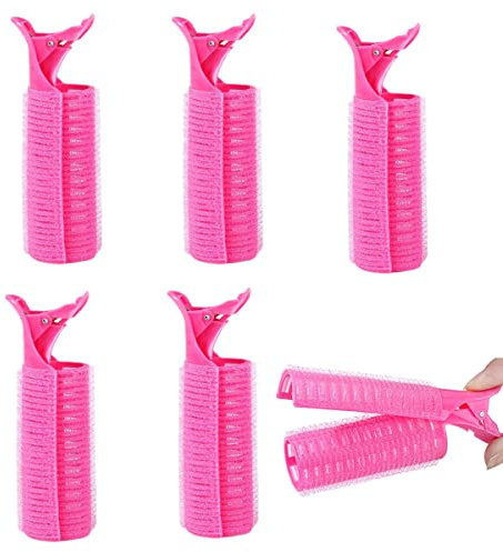 GBSTORE 5 Pcs 2 in 1 Hair Rollers with Clip, Large Size Self-Grip Curlers for Fluffy Hairstyles - Natural Hair Styling Tool