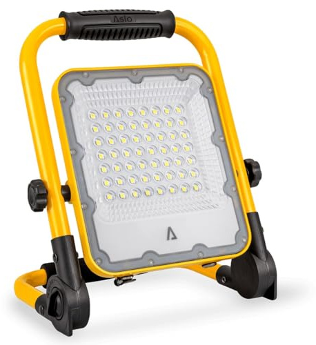 ASLO Foco LED para construcción, iluminación USB, 50 W, 6000 lúmenes, lámpara de trabajo, portátil, de iones de litio, 21700 mAh, para taller, construcción, garaje