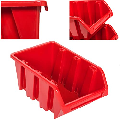 20 Stapelbara Lådor, Röda Stapellådor, Plast, 160 x 230 x 120 mm