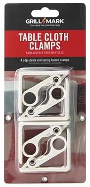 Grill Mark 8084084 Mr. Bar-B-Q White Plastic Classic Tablecloth Clamps 4 Piece