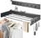 Wall Mounted Clothes Dryer, Space Saving Clothes Drying Rack with Additional Hooks, Foldable Laundry Clothes Dryer, Easy to Install, Retractable Drying Rack for Indoor & Outdoor, 80cm (Black)