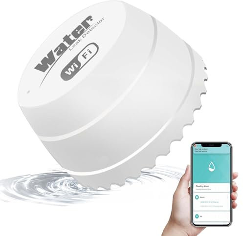 Tuya Smart Détecteur d'eau WiFi IP66 Détecteur d'eau avec alarme audio 100 dB Alarme anti-fuite Détecteur de niveau d'eau pour cuisine, salle de bain, cave