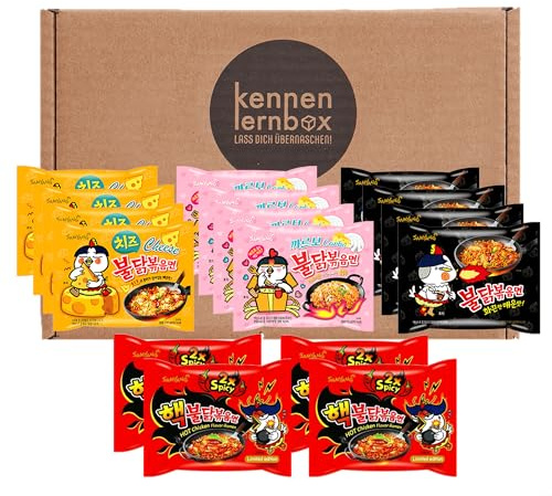 Kennenlernbox 16er Instant Nudeln Set | Koreanische Hot Chicken Ramen 16er Mix zum Probieren (Kompatibel mit Samyang)