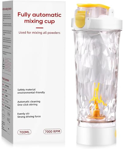 Gxpjycfob Shaker Electrique, 700ml USB C Rechargeable Bouteille de Mélangeur de Shake de Protéines, Convient pour Protéine en Poudre, Café, Substituts de Repas, sans BPA, Rechargeable USB