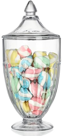 26oz Glass Decorative Candy Jars Clear Cookie Jar Storage Jar with Lid for Candy Buffet Wedding Decor Bathroom Storage Table Centerpiece