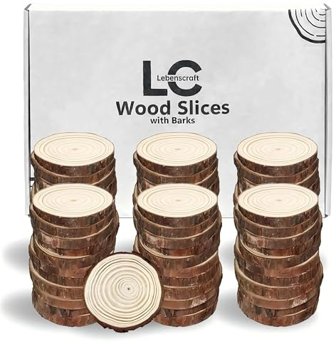 Dischi Dischetti di Legno 5 cm, 60 pz Tronco Legno decorativo (4-5 cm)