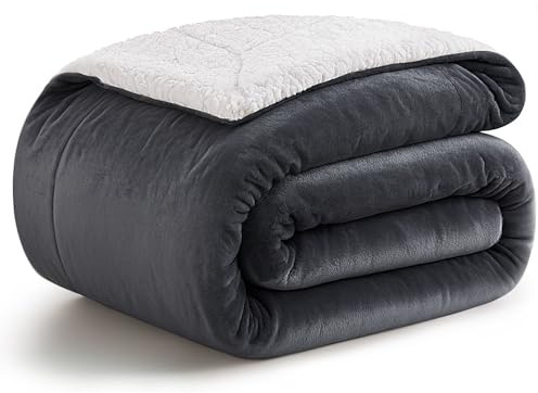 KANKAEU Manta Sherpa 220x240 cm, 550 gsm Extremadamente Suave y Gruesa, Manta de Invierno para Cama y Sofá, Polar y Sherpa Reversible, Lavable a Máquina