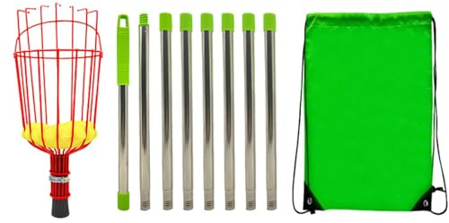 Recogedor de Frutas telescópico – Extensión de Acero Inoxidable con Cesta, Herramienta Desmontable oxidable | Dispositivo de Recogida de Frutas para la de Ciruela