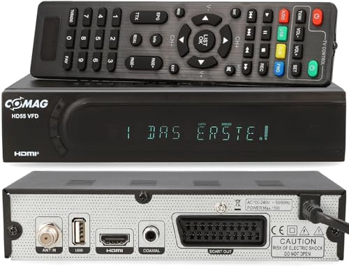 Comag HD 55 VFD Sat- Receiver Full HD 1080p, HDMI & SCART, Unicable Unterstützung, VFD Display, vorinstallierter Satelliten Receiver Astra/Hotbird