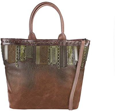 OBC ital-Design XXL Damen Tasche Henkeltasche DIN-A4 Aktentasche Schultertasche Beuteltasche Handtasche Shopper Weekender Cognac