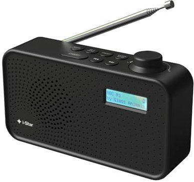 DAB Radio Portable, DAB Plus/DAB Radio, FM Radio, Small Radio, Digital Radio Mains Powered or Battery, USB Charging, Clear LCD Display (Black)