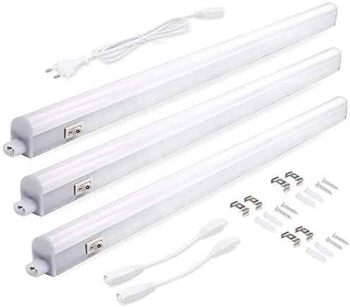 DA LIGHT Luz LED para armarios 8W 57,5cm 750lm 4000k blanco neutro Luz superbrillante para armarios de cocina Extensible con sistema de enchufe (3 piezas)