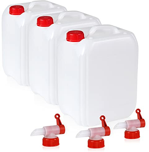 Höfer Chemie Lot de 3 Bidons d'eau Vides en Plastique de 10 L (30 L) pour le Camping et les Loisirs, sans BPA, de Qualité Alimentaire