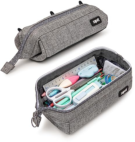 ZIPIT Lenny Federmäppchen, Großes Mäppchen für Schule und Büro, Etui mit breiter Öffnung, Federmappe Grau