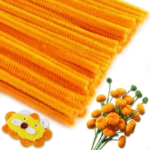 150 PCS Orange Pipe Cleaners Chenille Stem, Pipe Cleaners Fuzzy Sticks, DIY Craft for Creative Handmade DIY Art Craft and Crafts Project Halloween Decoration Supplies