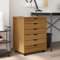 Tidyard Rollschrank mit Schubladen Rollcontainer Büroschrank Aktenschrank Bürocontainer Schrank Büro Moss Honigbraun Massivholz Kiefer
