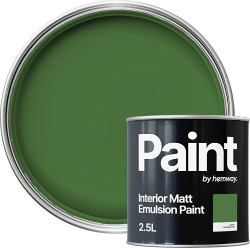 Hemway Caterpillar Green Paint 2.5 L, Indoor Matt Finish, One Coat, Wall Paint, Acrylic & Water-Based Emulsion, Quick Dry & High Coverage for the Kitchen, Bathroom & Bedroom Walls & Ceiling