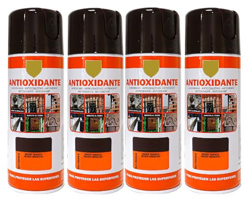 various-Pintura Spray Antioxidante Tabaco 400 Ml para las Superficies de Metal, Hierro y Aluminio,Pack de 4 Unidad