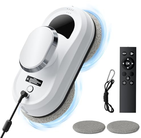 Tnamdan Robot limpiacristales 3000 PA 0.35m/min Limpiacristales electrico Control Remoto Maquina Limpia Cristales 3 Modos de Limpieza Limpia Cristales electrico Ventanas Limpiador Ventanas