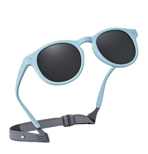Occhiali da Sole Polarizzati per Bambini 0-2.5 Anni Regali di Natale con Protezione UV400 Montatura Flessibile TPEE Cinturino Regolabile e Custodia Portatile per Viaggi Sport e Attività All'aperto
