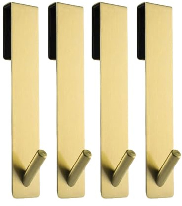 WMLBK Duschhaken ohne Bohren, 4 Stück Haken Duschwand Edelstahl Handtuchhalter für Duschwand und Glaswand Dusche Zubehör für Handtücher und Bad Glasduschwand Handtücher (Gold)
