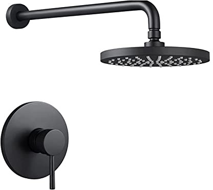 Sistema de ducha, sistema de ducha empotrado, mezclador de ducha de latón para baño, tecnología avanzada de inyección de aire con cabezal de ducha tipo lluvia de 20 cm, fácil instalación, montaje en