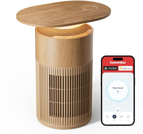 SwitchBot Luftreiniger mit App-Steuerung und Nachtlicht, CADR 400m³/h bis zu 83㎡ Zimmer, HEPA-Filter entfernt 99,97% Schimmel Staub Pollen