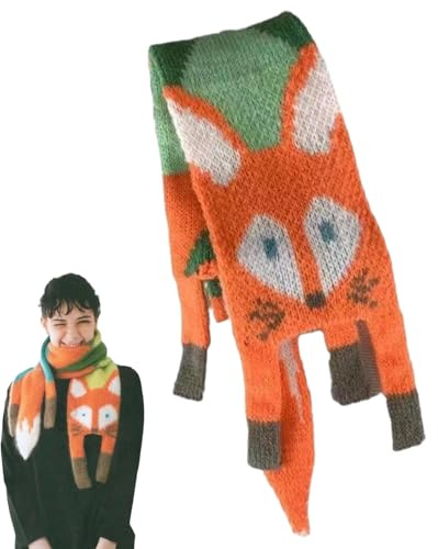 Generico Fox vinterhalsduk för barn, Kawaii halsduk med mönster | varm vinter för kvinnor eller män, halsvärmare för kallt väder, utomhus inomhus present, 1 x orange röd, Fare riferimento alla