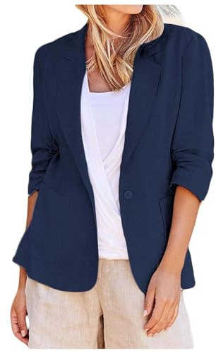 Blazer Abierto Mujer Elegante Americana Blazer Mujer Talla Grande Chaqueta Tipo Para Primavera Otoño Versátil Color Liso, Chaquetas Y Pantalones De Oficina, Con Bolsillos, Ideal Para Bodas Y Fiestas