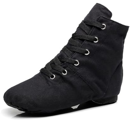 Femmes Hommes Chaussures de Loisirs en Toile Chaussons Jazz Bottes Chaussures de Danse Semelles Souples Chaussures d'exercice Ballet Danse Chaussures Femme Bottines Noir
