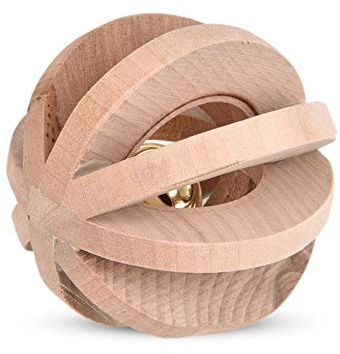 Vistreck Jouet Interactif à Mâcher en Bois pour Chiens avec Cloche - Anneau de Dentition Engageant pour des Heures de Plaisir