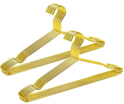 Amber Home 20 Stück 43cm Gold Eisen Kleiderbügel, Metall Kleiderbügel aus mit Rutschfester Nut für Anzug T-Shirt Hemd Jacke Kleid Hose, Robust und Haltbar