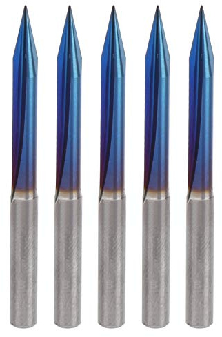 5 pièces 2 flûtes V Bits, 2 flûtes V pointe embout de gravure fraise 4mm tige droite tungstène outils de sculpture en acier routeur outil 4x0.3x25mm pour bois MDF, aluminium, sculpture acrylique