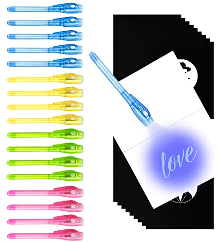 Gvolatee 18 Stück Zauberstifte Kinder UV Licht, Stift mit 18 Notizbuch, Geheimstift, Unsichtbar zum Schreiben Geheimer Nachrichten, Gastgeschenke, Mitgebsel, Kindergeburtstag
