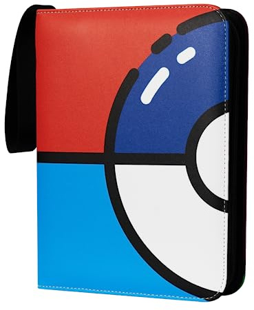 Awedsu Collectible Trading Card Albums,Collectible Trading Card Protective Sleeves,Card Binder 4-Pocket,400 Pockets Card Case Holder for TCG,Sports Card. (Red Blue)