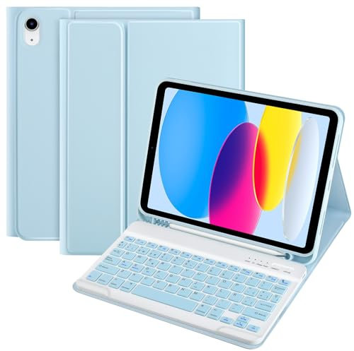 TQQ Funda con Teclado para iPad 11ª Generación A16 2025 y 10ª Generación 2022, (QWERTY Español Ñ) Desmontable Bluetooth Teclado para iPad 10/11 Gen