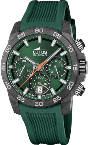 LOTUS Reloj Hombre Analógico de Caucho Verde