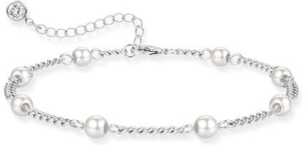 JeweBella Pulsera de Perlas para Mujer Ajustable con Cadena Chapada en Oro 18K Oro Rosa y Oro Blanco Joyería Elegante Hecha a Mano Regalo Cumpleaños Aniversario Amistad