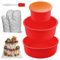 Silikon Backform Rund 3 Stück 4 in 6 in 8 in Kuchenform Silikon mit Hitzebestaendig Ofenhandschuhe & Silikonbürste, Silikon Kuchenform für Käsekuchen, Biskuitkuchen, Chiffonkuchen, Pudding