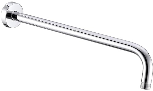 Katezon Brazo de ducha con brida de acero inoxidable 304, extensión de cabezal de ducha de 60 cm, brazo tubular, montaje en pared para cabezal de ducha fijo (cromo)
