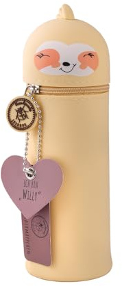 Lulubug Silikon Federmäppchen - Faultier Willy | Federtasche aus weichem Silikon für Stifte | Federmappe und Stiftehalter | Mäppchen Tiere, Schlampermäppchen