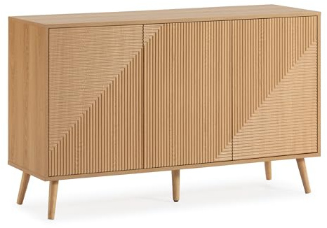 HOMN LIVING Aparador Telmo 3 Puertas Color Roble, 120 cm (Ancho) 40 cm (Profundo) 76 cm (Altura)